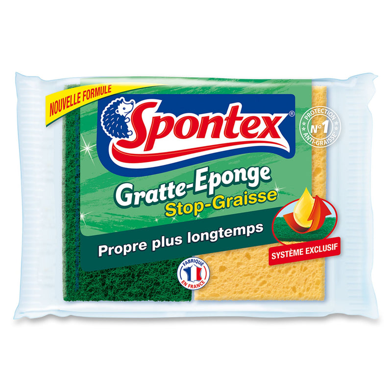 2 GRATTES EPONGES STOP GRAISSE SPONTEX